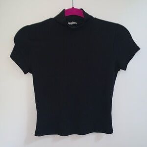 Black Garage Short Sleeve Turtleneck